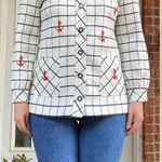 Vintage 60s Nautical Embroidered Sweater Jacket White Size M Photo 5