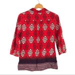 Anthropologie Anthro. Maeve - Woodland Walk Red Southwestern Button Top - 4 Photo 1