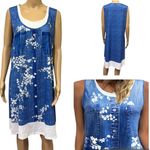 Blue and White Sleeveless Lagenlook Tee Shirt Dress or Coverup Womens XL Photo 1