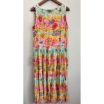 Vtg Bila Floral Print Midi Dress S Sleeveless Boho Hippy Pockets Pink Photo 5