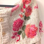 Anthropologie 🆕  MOTH Small NWT Cream Floral Off Shoulder Cardigan Sweater Silk Photo 1