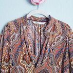 ZARA  Bohemian Paisley Side Slit V-Neck Long Sleeve Maxi Dress Photo 4