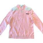 Vineyard Vines  Womens Pink and Mint Whale Embroidered Shep 1/4 Zip Shirt Small Photo 0