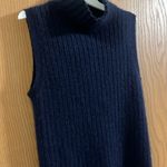 Philosophy  Cashmere Ribbed Navy Mock Neck Sleeveless‎ Sweater Small Photo 1