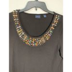 Westbound  Scope Neck Beaded Jeweled 3/4 Sleeve Shirt Photo 2