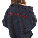 Lush Clothing Cropped Denim Jacket With Embroidered Back Photo 0