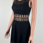 Cals NWOT Daisy Lace Fit and Flare Cutout Crochet Sleeveless Dress Black Small Photo 0