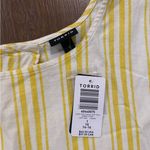 Torrid Linen Blend Yellow Striped Cross Back Crop Top 1X NWT Photo 2