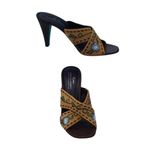 Donald Pliner Brown Leather Shoe New Criss Cross Sandal Embroidery NWT $265 Size 10 Photo 1