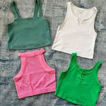 American Eagle  Cotton On Wild Fable Green White Pink Lot of 4 Crop Tops All XS Photo 0