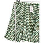 On 34th Mini Skirt Womens 16 Catalina Green Combo Geometric Pleated Retro Chic Photo 7