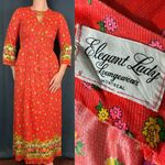 Vintage 70s Peasant Renaissance Maxi Dress Multi Photo 3