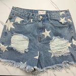 Star Print Denim Shorts Blue Size M Photo 0