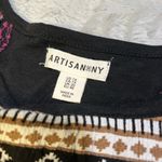 Artisan NY  Black Tank Top with Brown and White Accents Photo 4