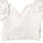 Wishful park Wishful Thinking Crop Top, Sweetheart Pullover Puff Sleeve Womens Small, White Photo 3