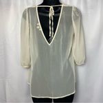 Altar'd State Cream Ivory Sheer Floral Lace Top Scoop Neck Size Medium V Back Photo 4