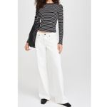 PerfectWhiteTee Clyde Ribbed Knit Long Sleeve Stripe Baby Tee Sweater Shirt XS Black Photo 4