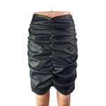 HYFVE Women's Black Faux Leather Vegan High Waist Ruched Pencil Mini Skirt Sz S Photo 1