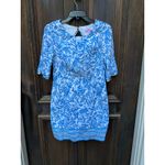 Lilly Pulitzer “Fiesta” Stretch Shift Dress Blue White Print Size 4 Photo 2