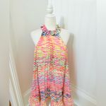 AMUR Estfan Pleated Halter Mini Dress In Double Rainbow Size 6 Red Photo 7