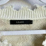 Leani Animal Print Beige‎ Women’s Distressed Fringe Pullover Sweater Size M White Size M Photo 6
