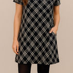 Apt. 9  Black Plaid Shift Dress M | Classic‎ Fall Winter Workwear Tunic Photo 0