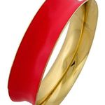 Gold Tone & Red Metal Bangle Bracelet Photo 0