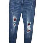 Judy Blue Distressed Buffalo Plaid Patch Skinny Jeans Size 30 Photo 1