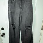 Micas  Black Wide Leg Jeans Distressed Ripped Knee High Waisted Baggy Grunge Y2K Photo 0