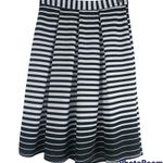 Faith and joy  Black White Stripe Pleated A Line Contemporary Office Skirt S Photo 2