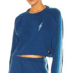 Aviator Nation  Blue Bolt Embroidery Classic Cropped Crew Sweatshirt Size Medium Photo 0