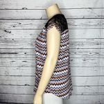 My Michelle MM by  NWT XL Chevron Stripe - Floral Lace Exposed Zipper Blouse Top Photo 2