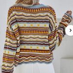 Women’s Blue Multi Hollow Open Crochet Cropped Sweater sz xs Photo 1