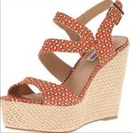 Steve Madden Jenny Printed Espadrille Wedge Sandal in Orange Size 7.5 Photo 0