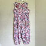 Vintage 80s Honors Intimates sz XL Floral Jumpsuit Romper Sleeveless Button Pink Photo 8