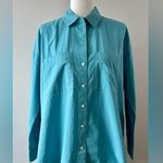 Madewell The Oversize Straight Hem Signature Shirt Shaded Aqua Size S NWT Photo 5