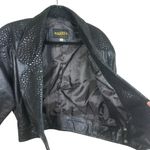 Whimsigoth Edgy Vintage Black Genuine Leather Cropped Moto Biker Jacket Textured Photo 7