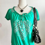 Canyon River Blues Green Embroidered Peasant Top Boho Cottagecore‎ Festival Hippie Medium Photo 0
