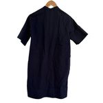 Everlane  Square Shirt Button Down Dress Size 4 Navy Blue Short Sleeve Collar Photo 3
