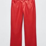 ZARA Red Leather Pants Photo 0