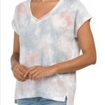 Cynthia Rowley V-Neck Linen T-Shirt Tie Dye L Photo 0