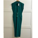 FIGS Rafaela Cargo Wide Leg ScrubJumpsuit in Hunter Green, Size Medium Photo 9