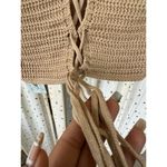 Free People Mahina Hawaii NWT Women's Beige 1976 Crochet Knit Back Open Lace Up Crop Top L Photo 4