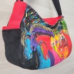 Laurel Burch Wild Horses of Fire Medium Equestrian Hobo Tote Shoulder Purse Bag Red Photo 4