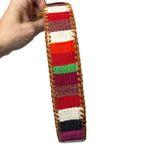 Woven Leather Belt Guatemalan Colorful Striped Boho Western XS 35" Brown Photo 8