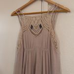 Free People  Star Lace Dress Beige‎ Stud Bead Detail Asymmetric Hem XS Photo 3