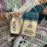 Roxy  Smocked Puff Sleeve Crop Top Large Tropical Leaf Print Boho Festival‎ Photo 6