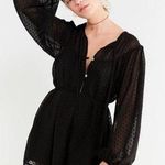 Urban Outfitters  Black Long Balloon Sleeve V-Neck Romper - Medium Photo 0