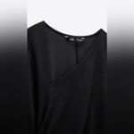 ZARA Blogger’s Favorite Black Asymmetric Neck Midi Slit Draped Dress Size M Photo 12