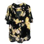 Free People Black Floral Button Down Shirt Photo 3